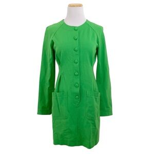 Vtg Z Spoke Zac Posen Retro Sheath Dress Women’s S Slime Brat Green Mod Buttons